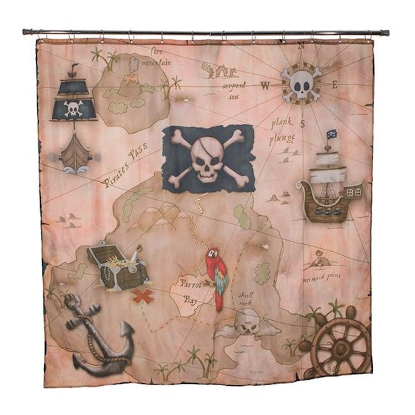 Borders Unlimited Borders Unlimited 70020 Pirates Treasure - Map Shower Curtain 70020 - main